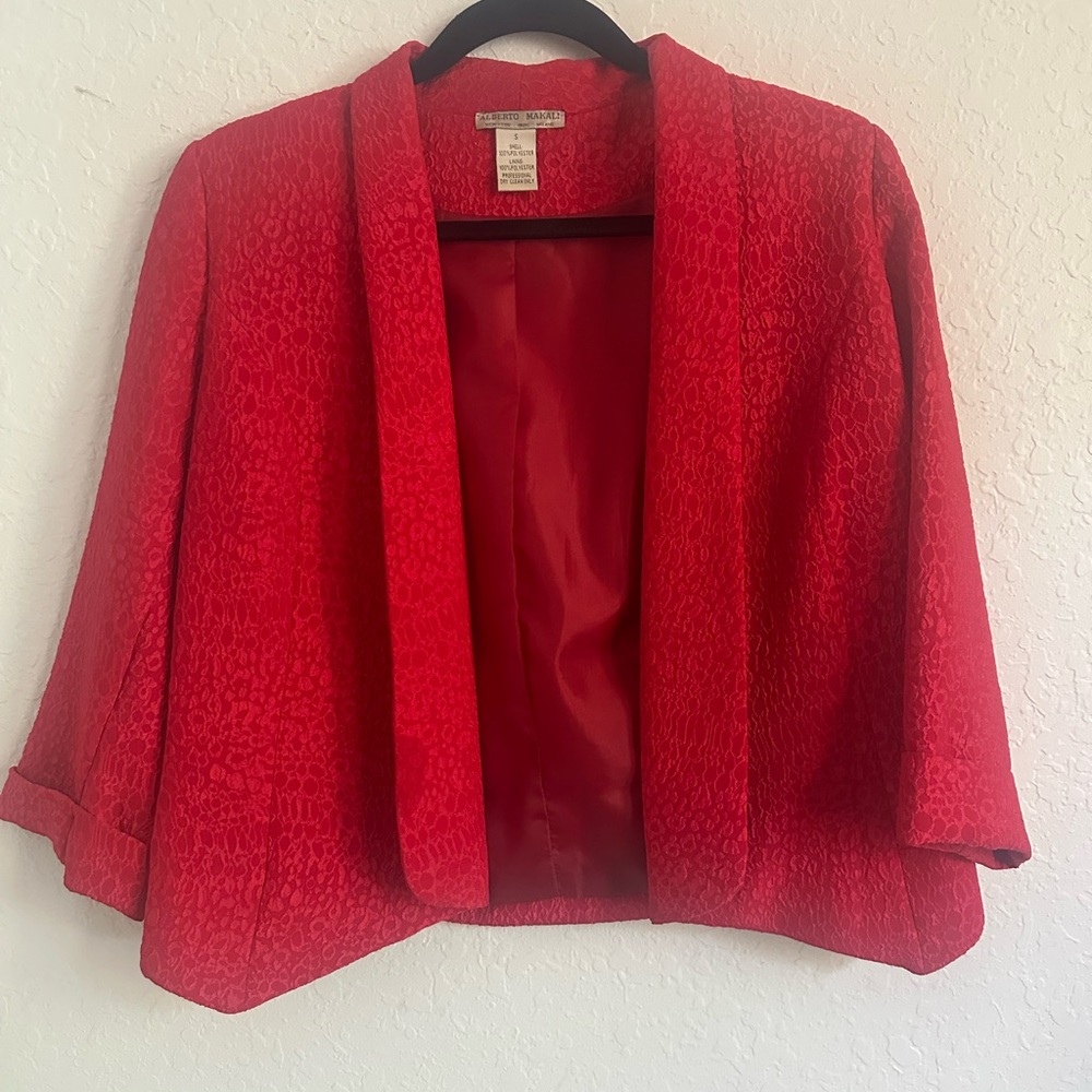 Alberto Makali Red animal print blazer size small
